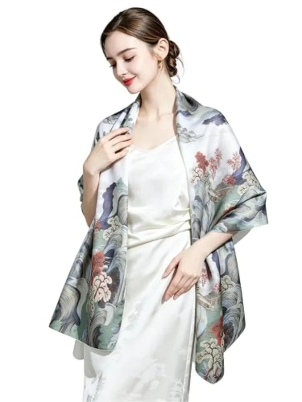100% Mulberry Silk Floral Scarf Shawl Wrap 70
